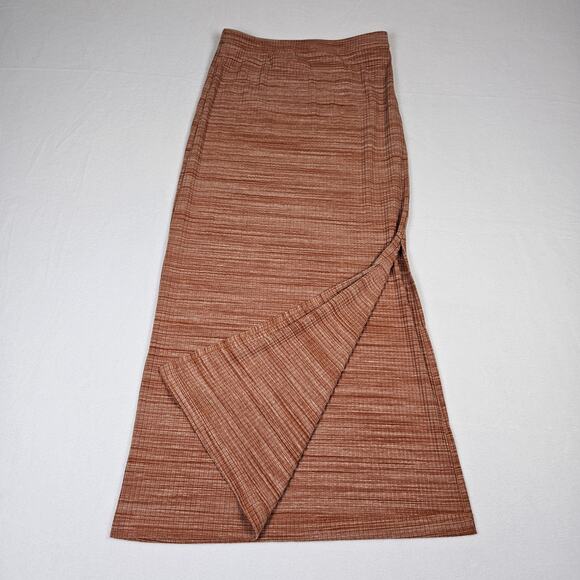 Reformation Jeans Joan Midi Skirt Ribbed Rust Side Slit Stretch Pencil Maxi S - Picture 6 of 14